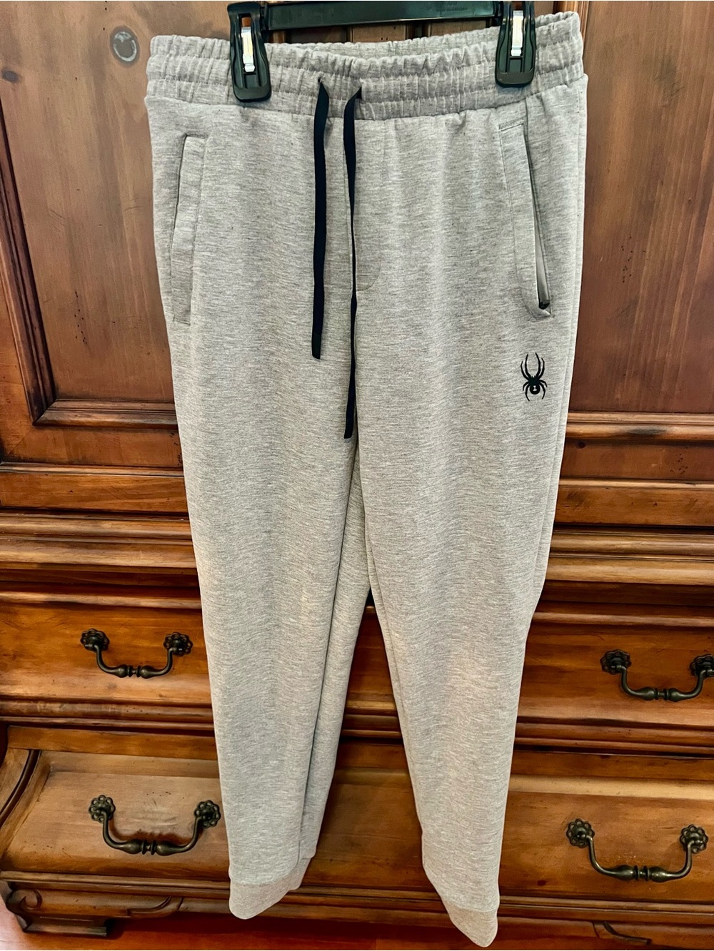 Spyder Men's Light Gray Fleece Joggers with Black Drawcord